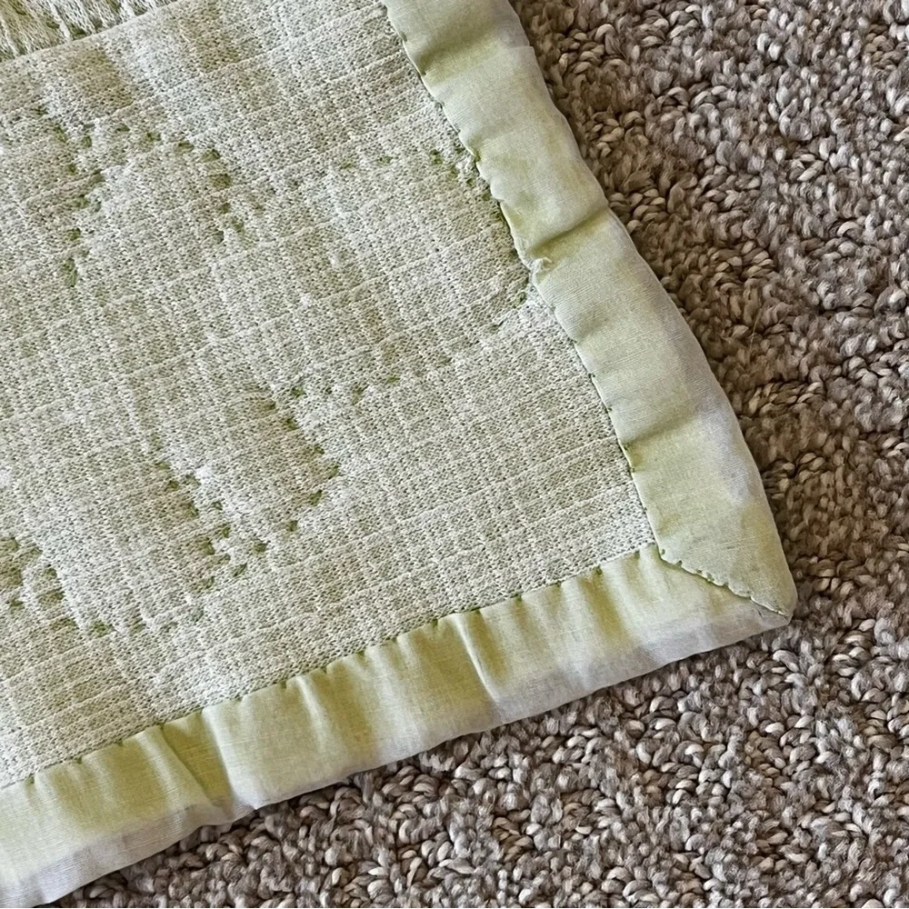 Pastel Baby Quilt Handmade Patchwork Satin Edge Crib Blanket Easter Pink Green